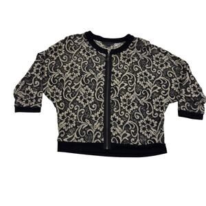 Laudrew Boho Lace Crochet Full Front Zip Cardigan Jacket Women's Size 10